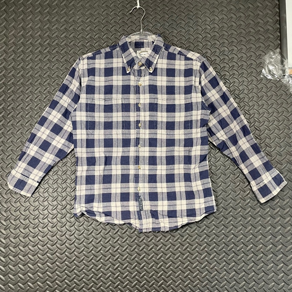 Wes & Willy Button Up Size M Shirt Blue White Plaid Boys Casual Wear Long Sleeve